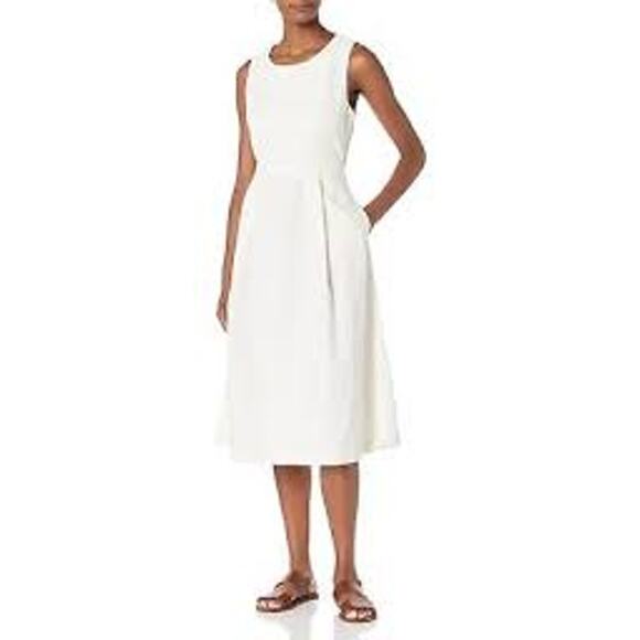 Adriano Goldschmied Dresses & Skirts - ADRIANO GOLDSCHMIED Libby Button Back Midi Dress w Pockets LINEN White Medium M